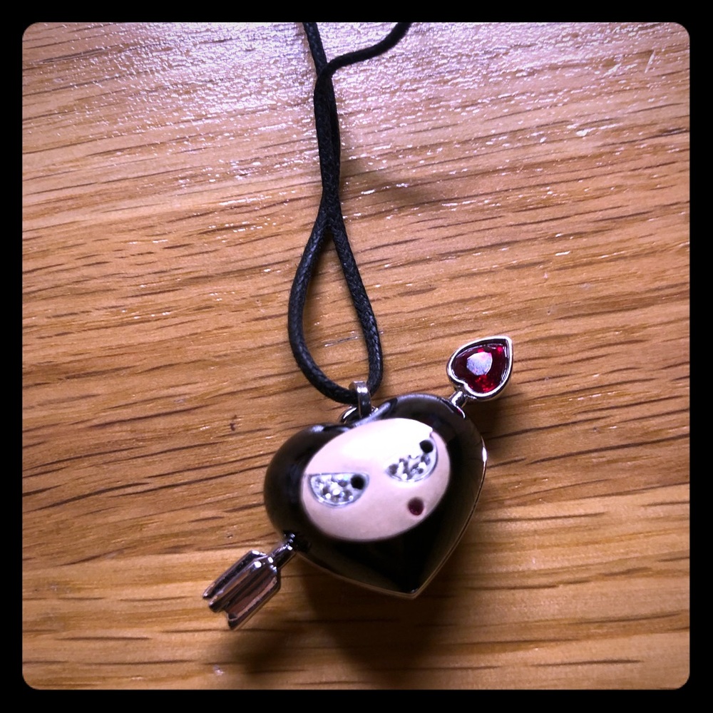 Swarovski black heart double sided necklace